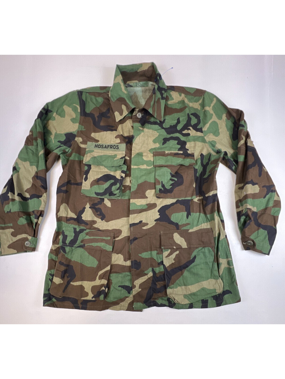 Vintage BDU Woodland Camo Combat Jacket Shirt Large Long DLA 1992